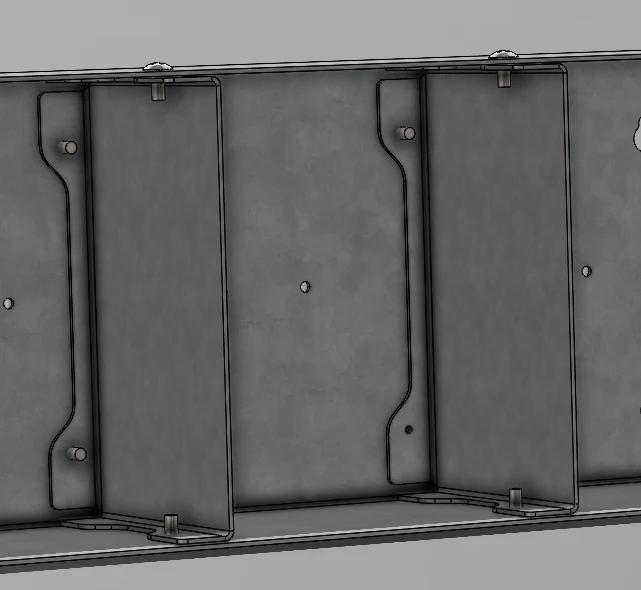 CAD view of optional divider walls inside a TRU-BOX enclosure