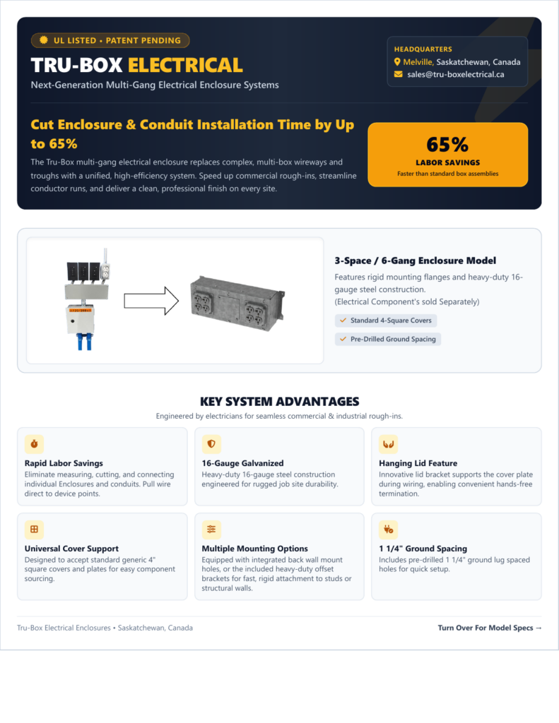 TRU-BOX Electrical product brochure cover and system overview