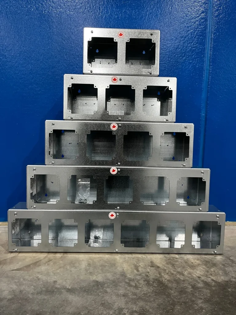 Front view of the TRU-BOX electrical enclosure range in five sizes